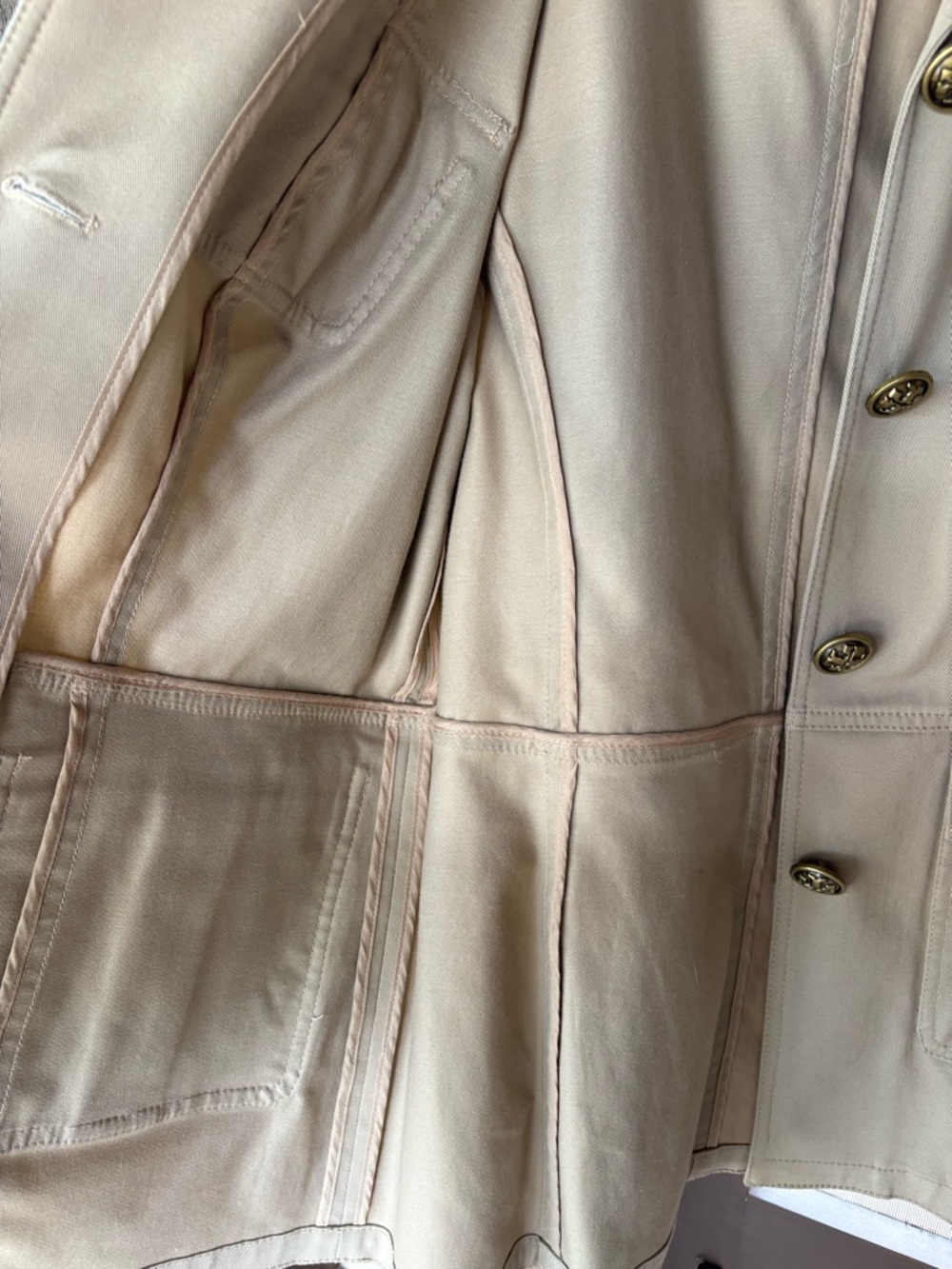 Tory Burch Tan Utility Jacket with Gold-Tone Buttons - Picture 5 of 7